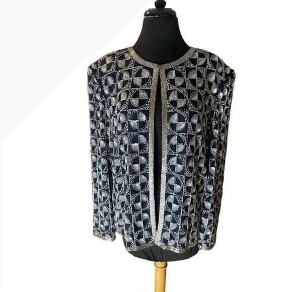 Vintage Nipon Night Evening Jacket Encrusted with Sparkling Sequins Beads, large - Picture 1 of 9